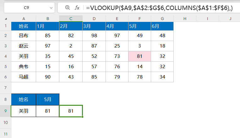 VLOOKUP函数多列结果与列数较多时的高效处理